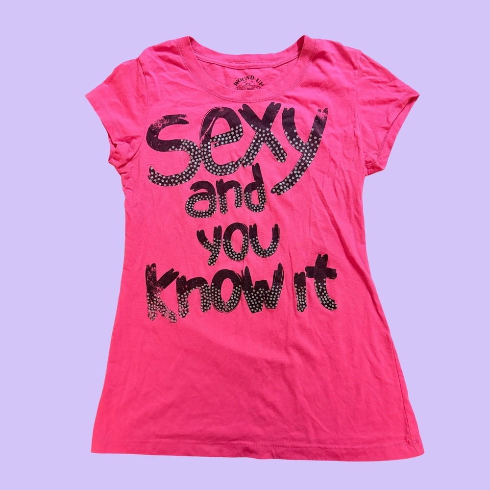 Y2K Wound Up Hot Pink Graphic Baby Tee Sexy And You Know It Scene #17